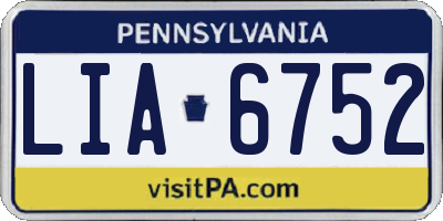 PA license plate LIA6752