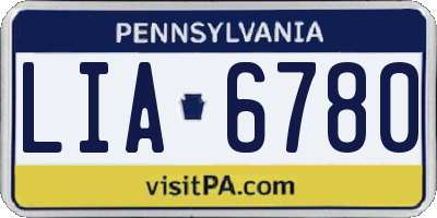 PA license plate LIA6780