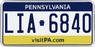 PA license plate LIA6840