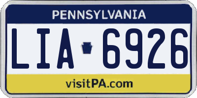 PA license plate LIA6926