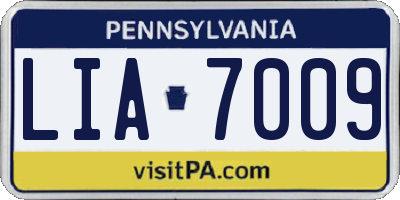 PA license plate LIA7009