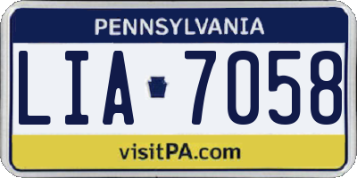 PA license plate LIA7058