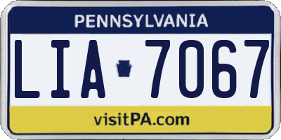 PA license plate LIA7067