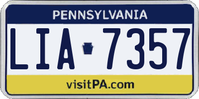 PA license plate LIA7357
