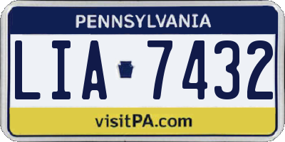 PA license plate LIA7432