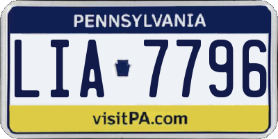 PA license plate LIA7796