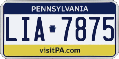 PA license plate LIA7875