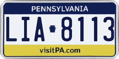 PA license plate LIA8113