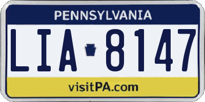 PA license plate LIA8147