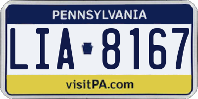 PA license plate LIA8167