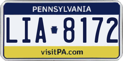 PA license plate LIA8172
