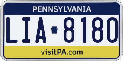 PA license plate LIA8180