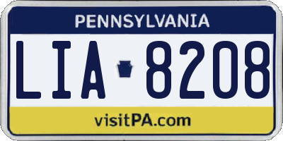 PA license plate LIA8208