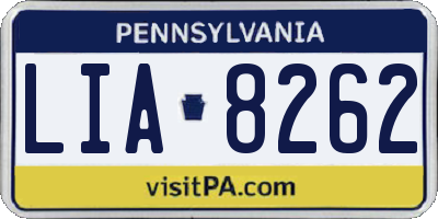 PA license plate LIA8262