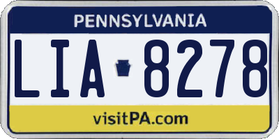 PA license plate LIA8278