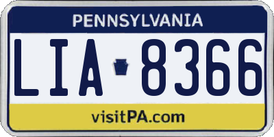 PA license plate LIA8366