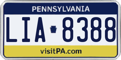 PA license plate LIA8388