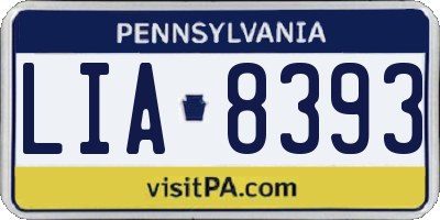 PA license plate LIA8393