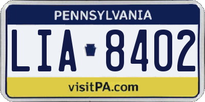 PA license plate LIA8402