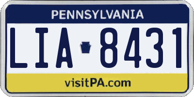 PA license plate LIA8431