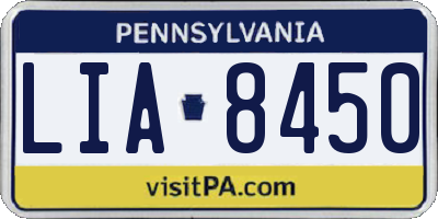 PA license plate LIA8450