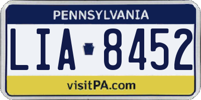 PA license plate LIA8452