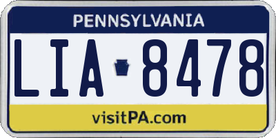 PA license plate LIA8478