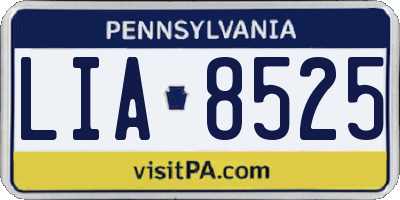 PA license plate LIA8525