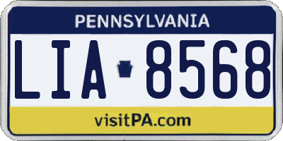 PA license plate LIA8568