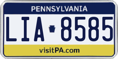 PA license plate LIA8585