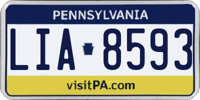 PA license plate LIA8593