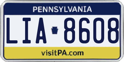 PA license plate LIA8608