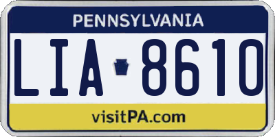 PA license plate LIA8610