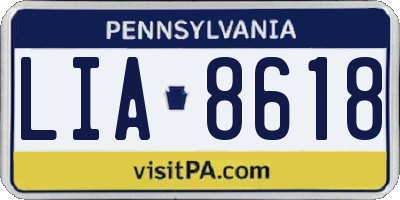 PA license plate LIA8618