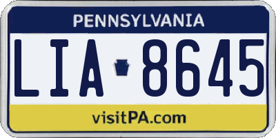 PA license plate LIA8645