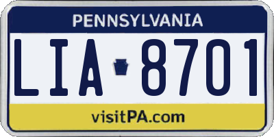 PA license plate LIA8701