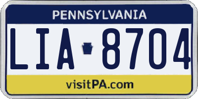 PA license plate LIA8704