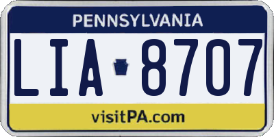 PA license plate LIA8707