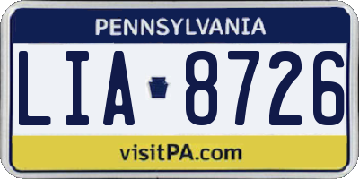 PA license plate LIA8726