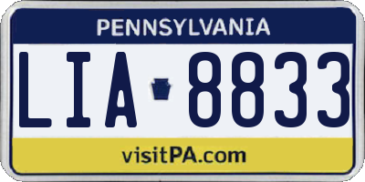 PA license plate LIA8833