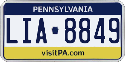 PA license plate LIA8849