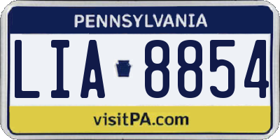 PA license plate LIA8854