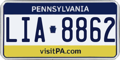 PA license plate LIA8862