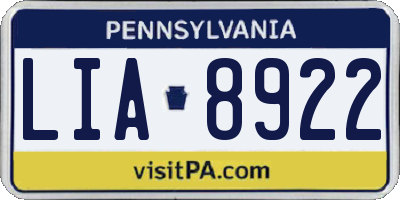 PA license plate LIA8922