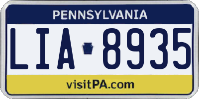 PA license plate LIA8935