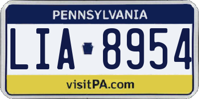 PA license plate LIA8954