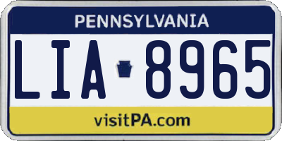 PA license plate LIA8965