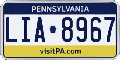 PA license plate LIA8967