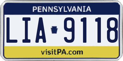 PA license plate LIA9118