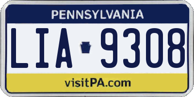 PA license plate LIA9308
